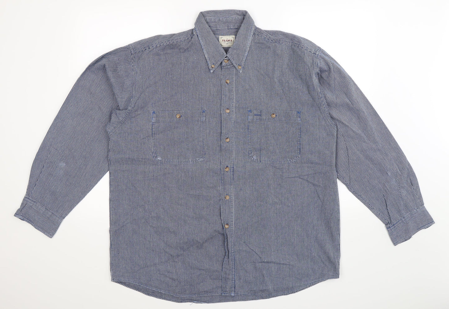 Trader Mens Blue    Button-Up Size L