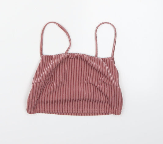 New Look Womens Pink  Velour Cropped Tank Size 6