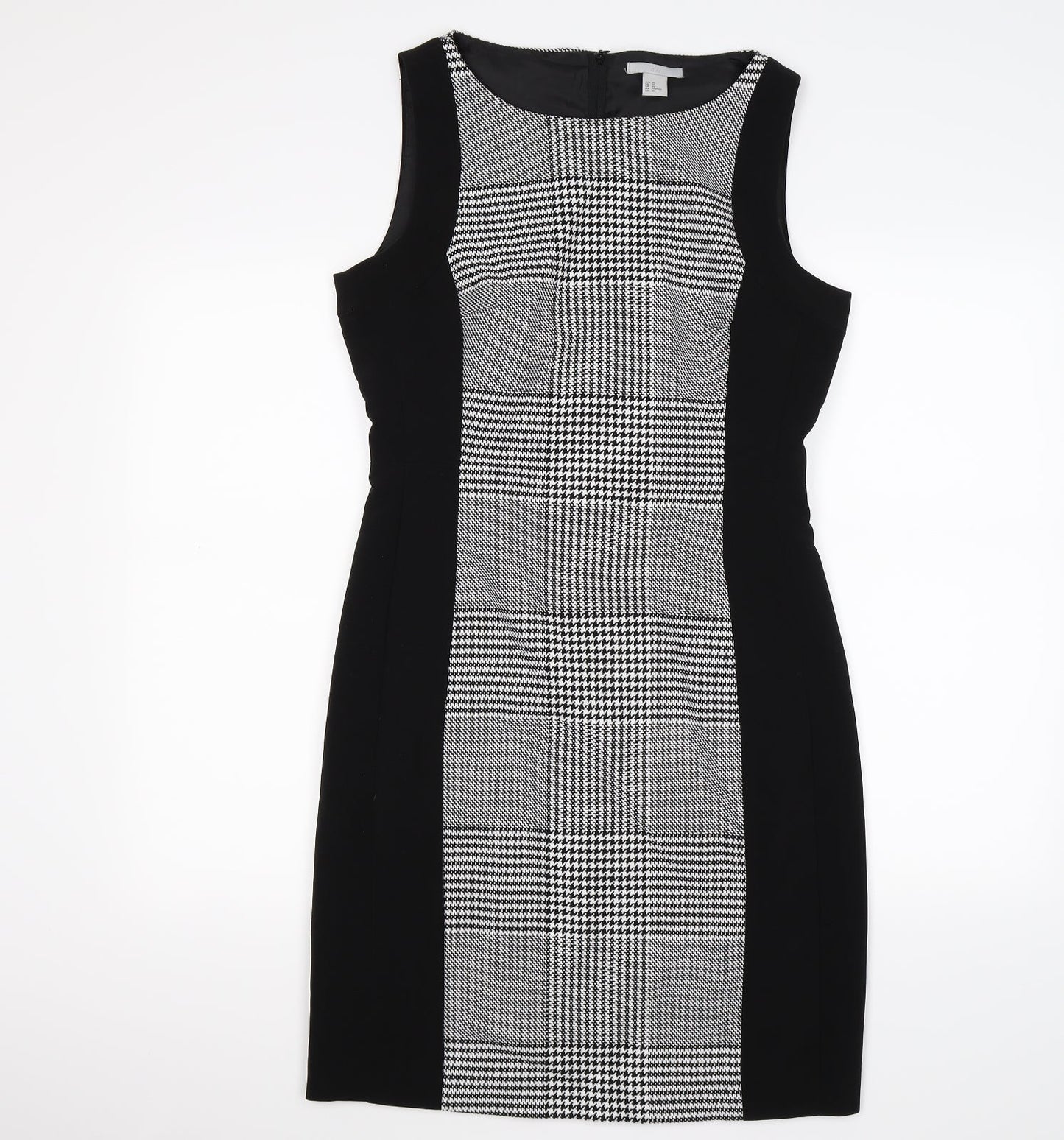 H&M Womens Black Check Knit Shift  Size M