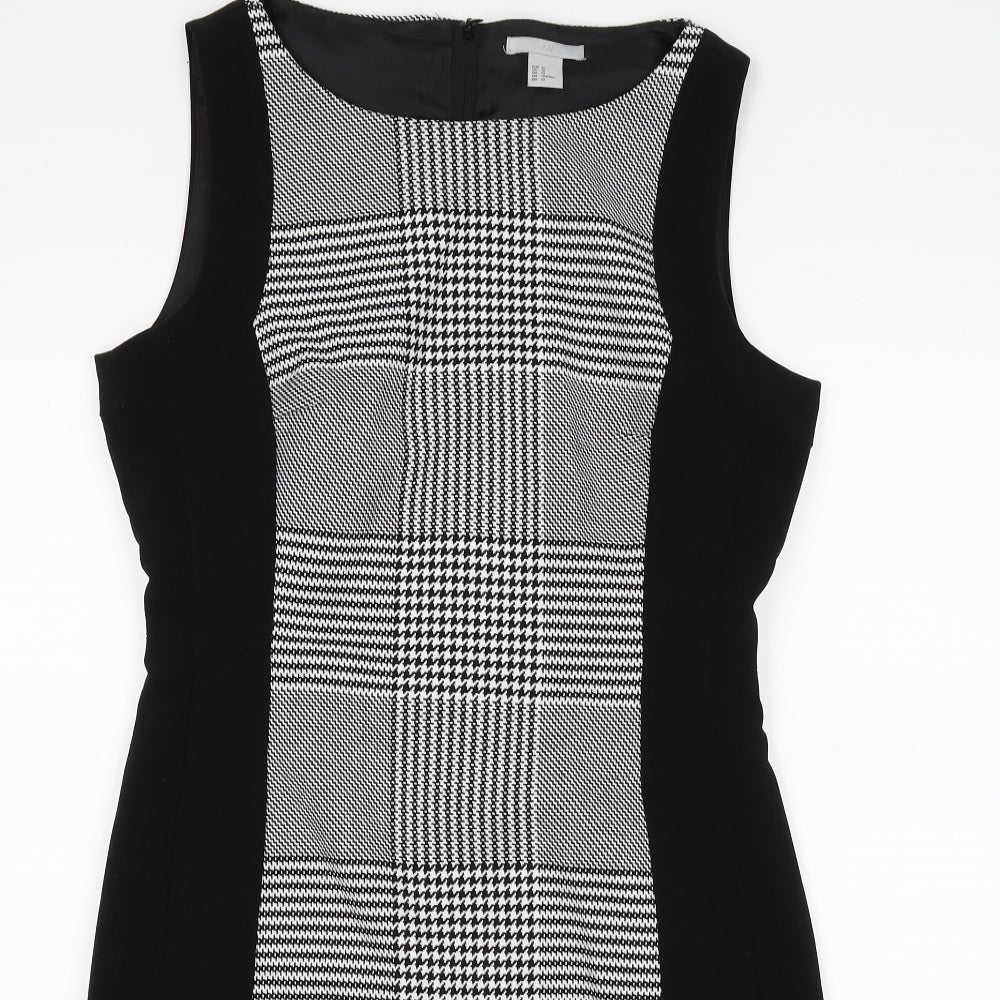 H&M Womens Black Check Knit Shift  Size M