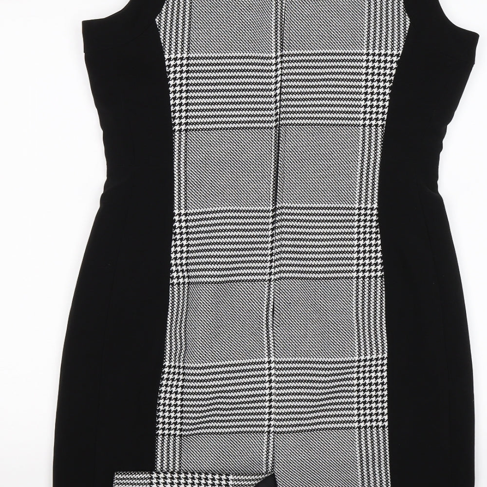 H&M Womens Black Check Knit Shift  Size M