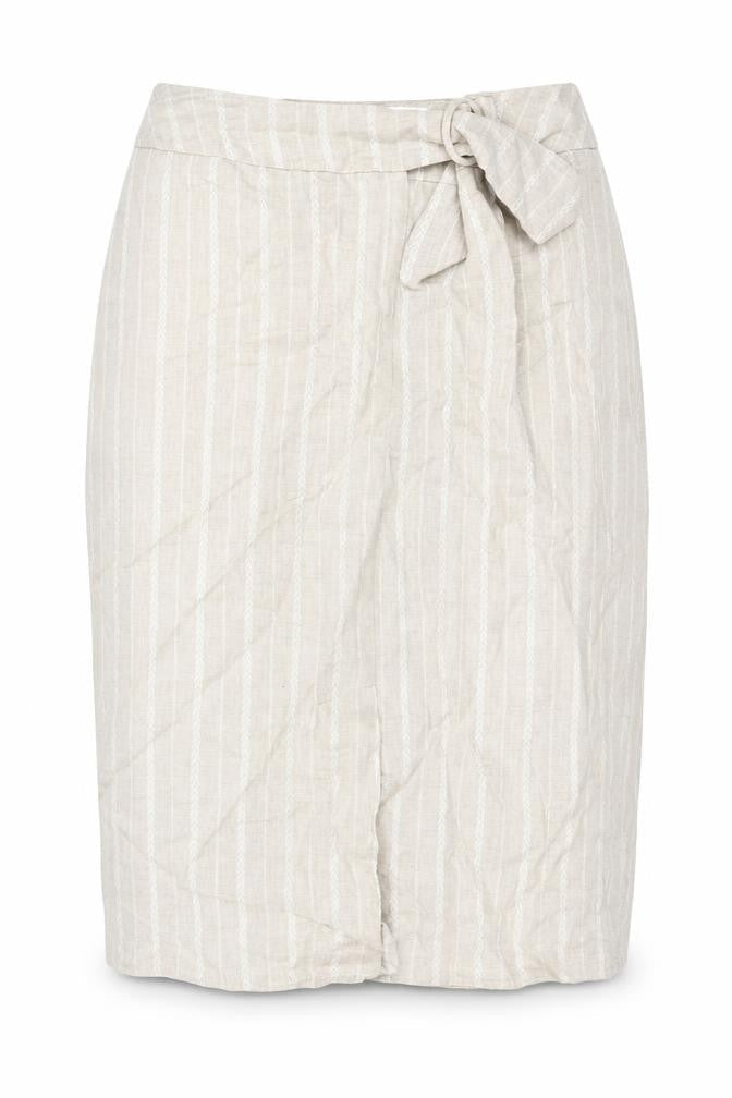 Front view of minuet women’s brown a-line skirt, size UK 14