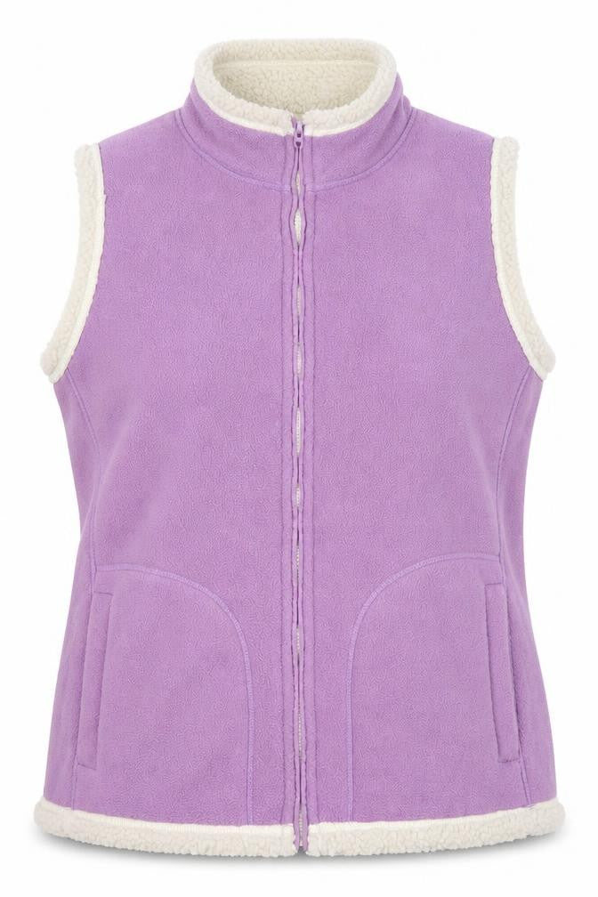 Front view of EWM women’s purple full zip jumper, size UK 14