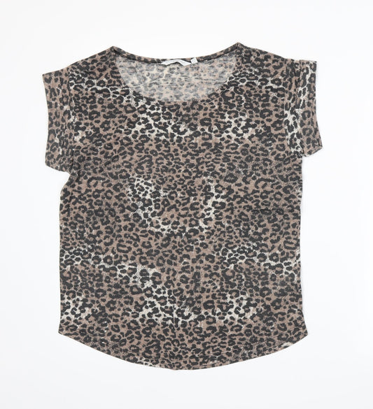 New Look Womens Beige Animal Print  Basic T-Shirt Size 8