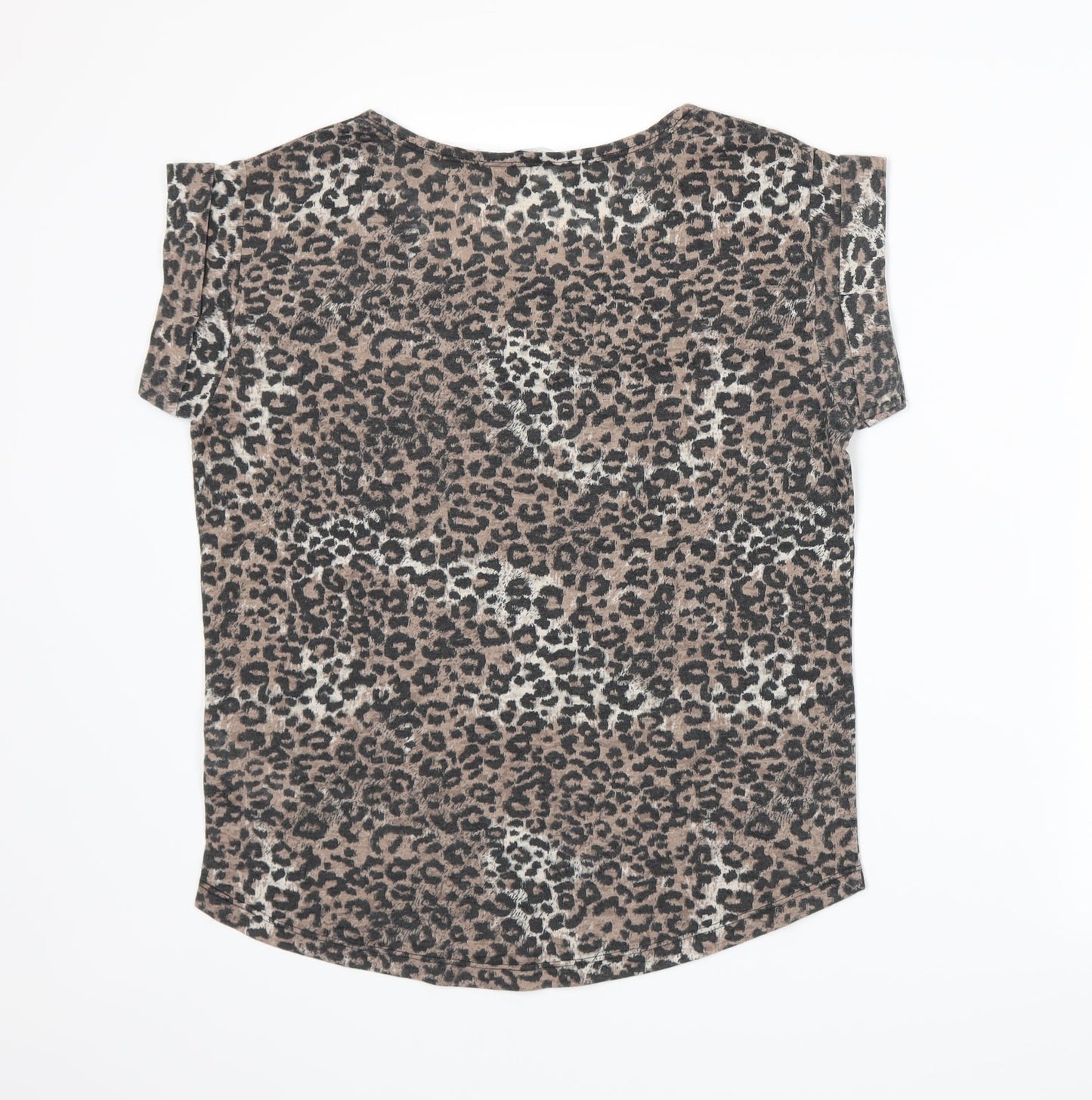 New Look Womens Beige Animal Print  Basic T-Shirt Size 8