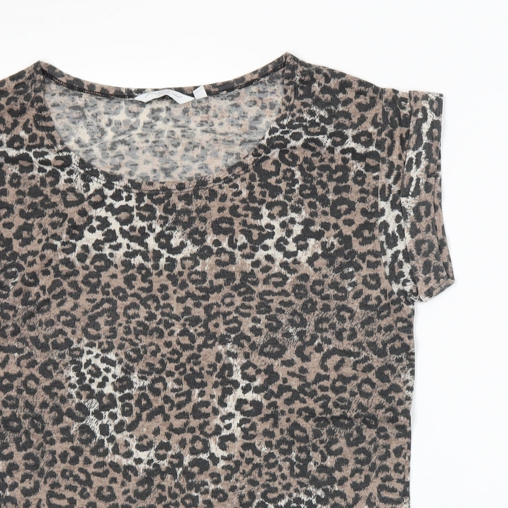New Look Womens Beige Animal Print  Basic T-Shirt Size 8