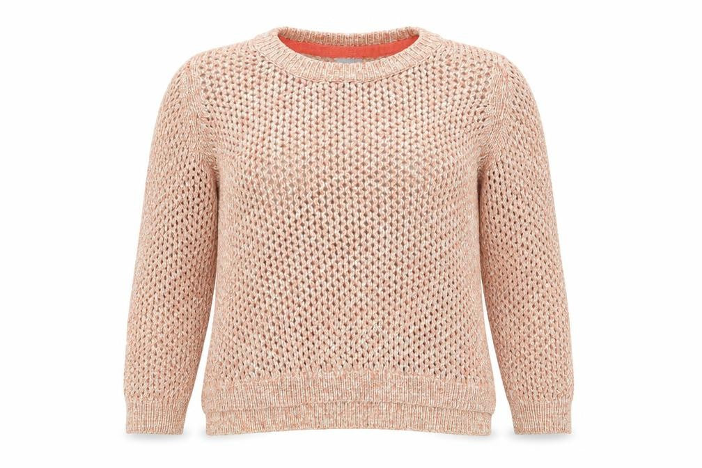 Front view of Per Una women’s pink knit jumper, size UK 12