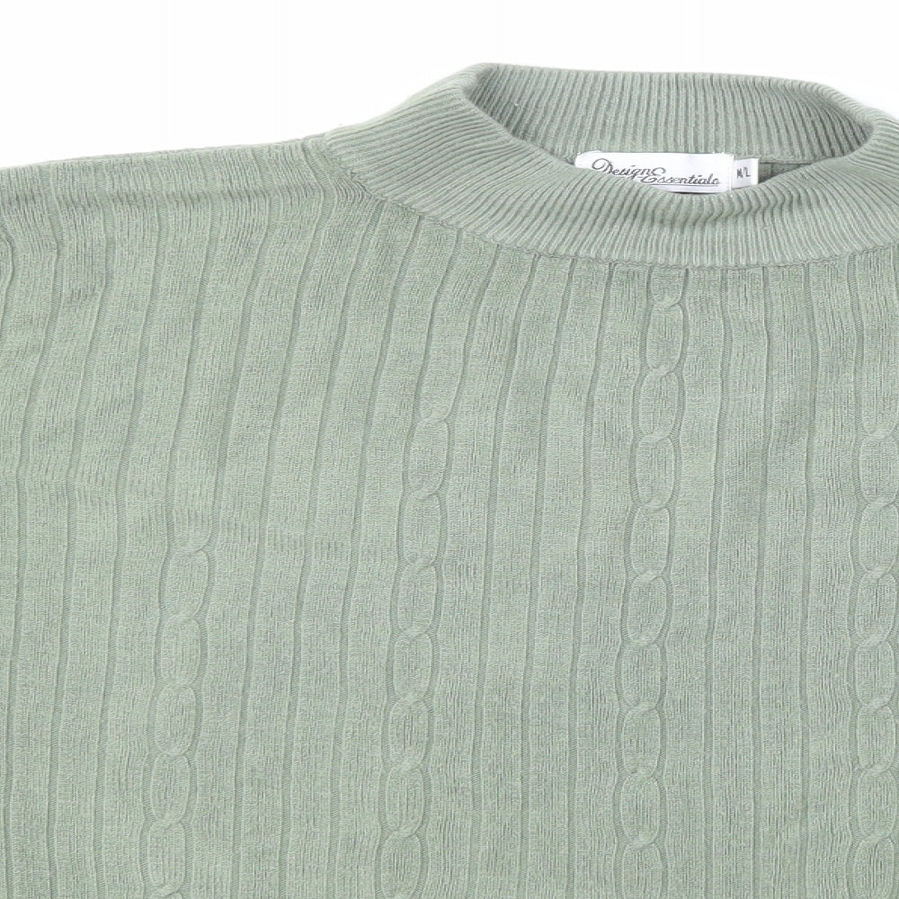 Design Essentials Womens Green  Knit Pullover Jumper Size M