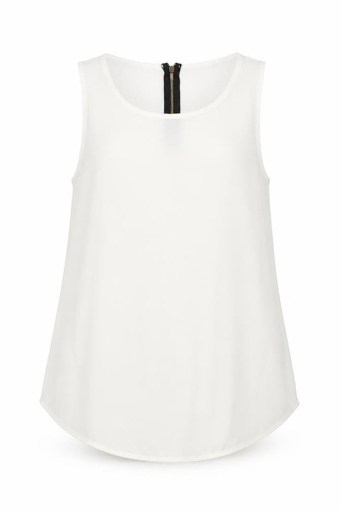 Front view of New Look women’s white basic tank, size UK 10