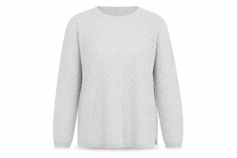 Front view of EWM women’s grey jumper, size L