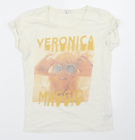 Earth Positive Womens Ivory   Basic T-Shirt Size S