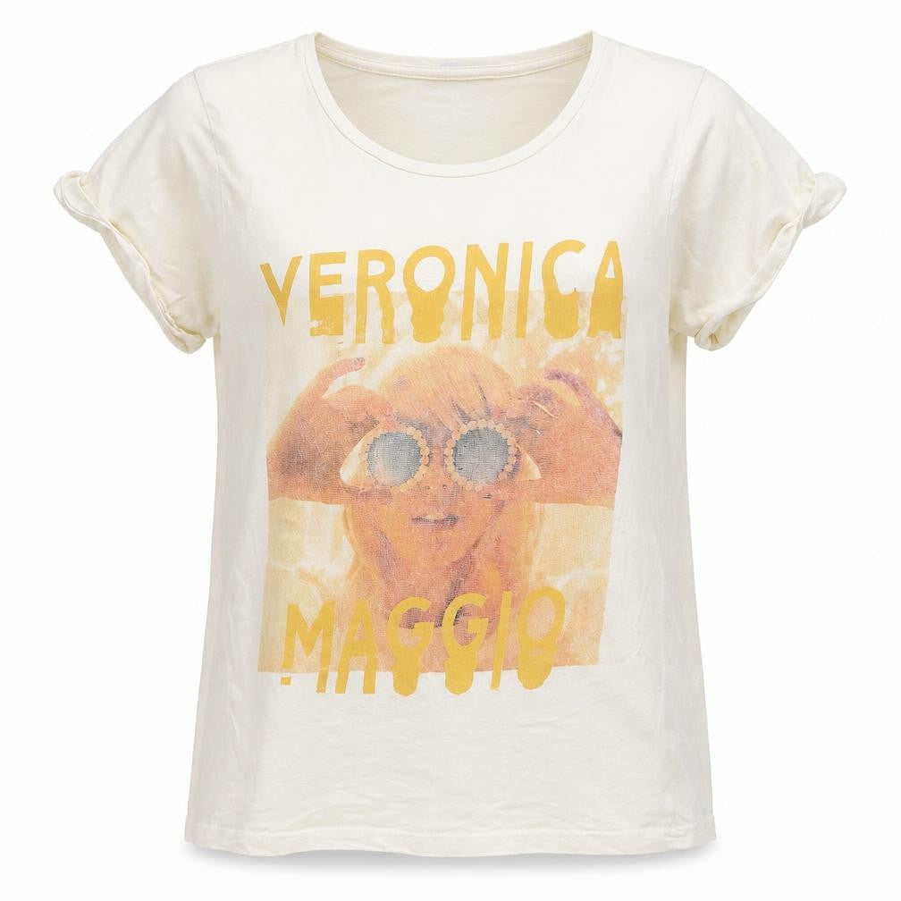 Front view of Earth Positive women’s ivory basic t-shirt, size S