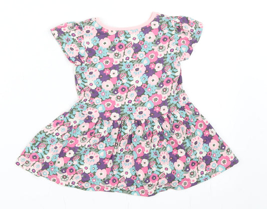 TU Girls Pink Floral  Skater Dress  Size 9-12 Months