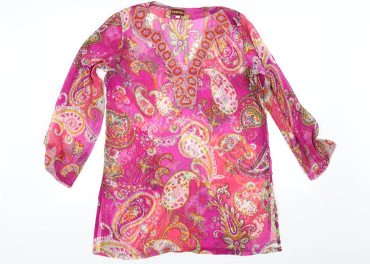 kanizhka Womens Pink Floral  Basic Blouse Size L