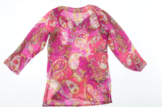 kanizhka Womens Pink Floral  Basic Blouse Size L