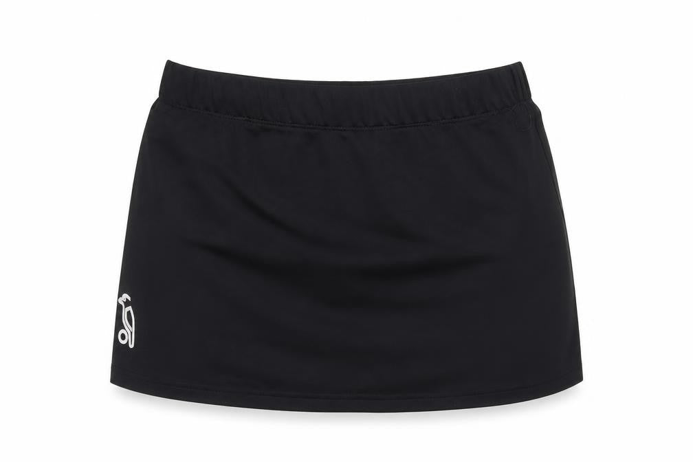 Front view of kookaburra women’s black sweat shorts, size M