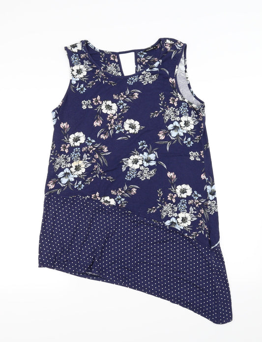 Roman Womens Blue Polka Dot  Basic T-Shirt Size 12