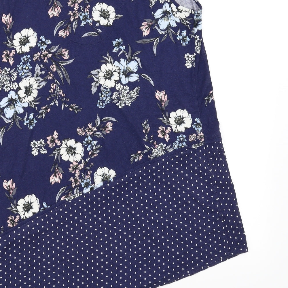 Roman Womens Blue Polka Dot  Basic T-Shirt Size 12