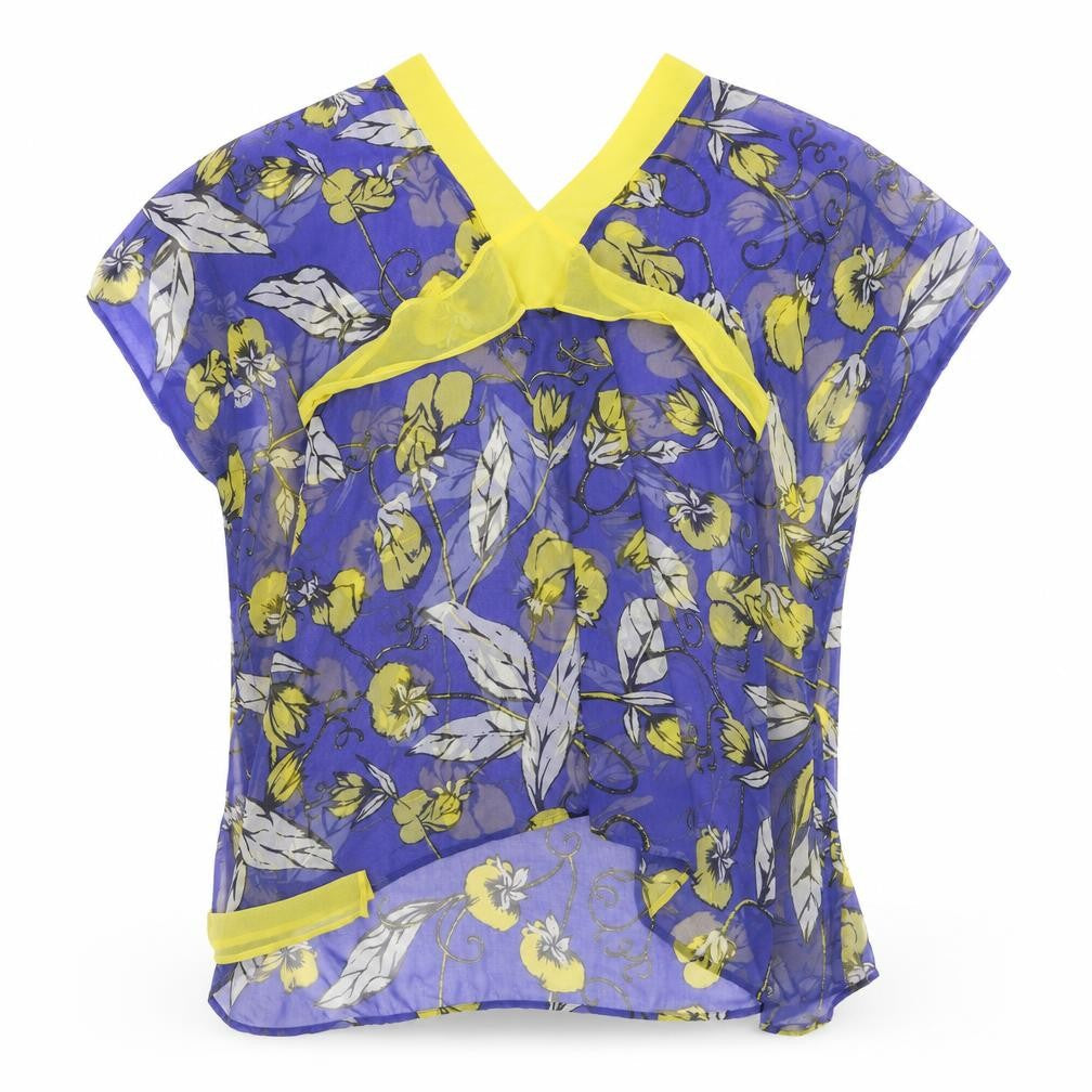 Front view of David women’s blue floral cardigan jumper one size