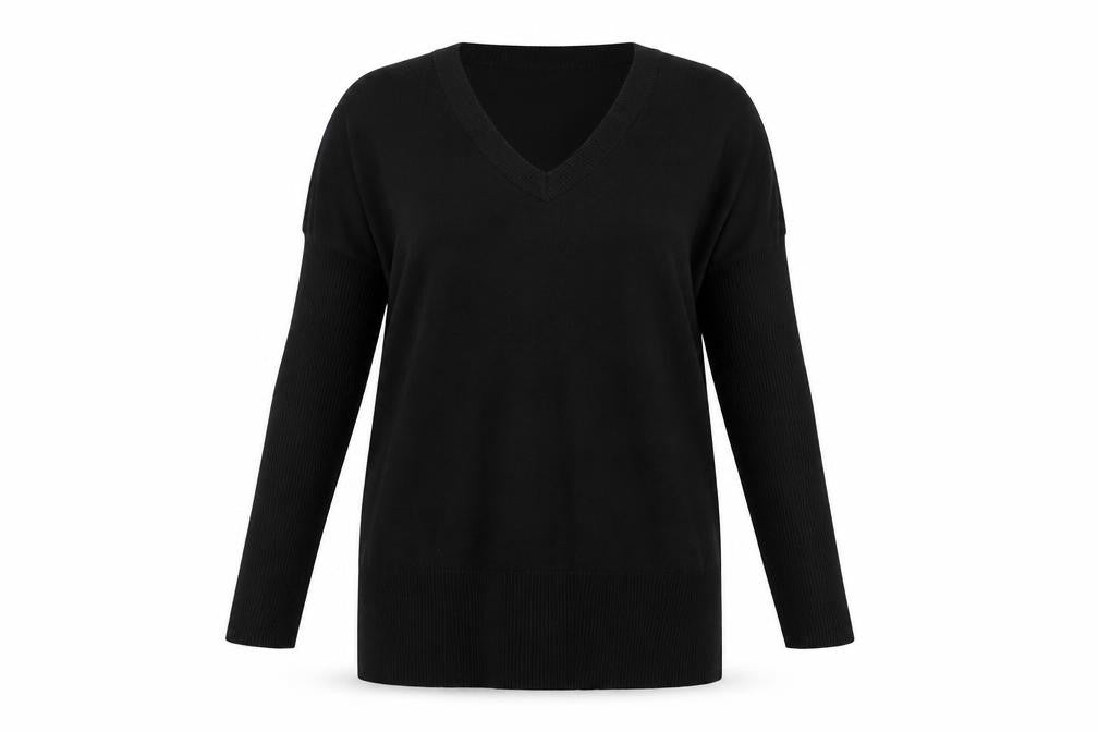Front view of Soaked in Luxury women’s black knit jumper, size XS