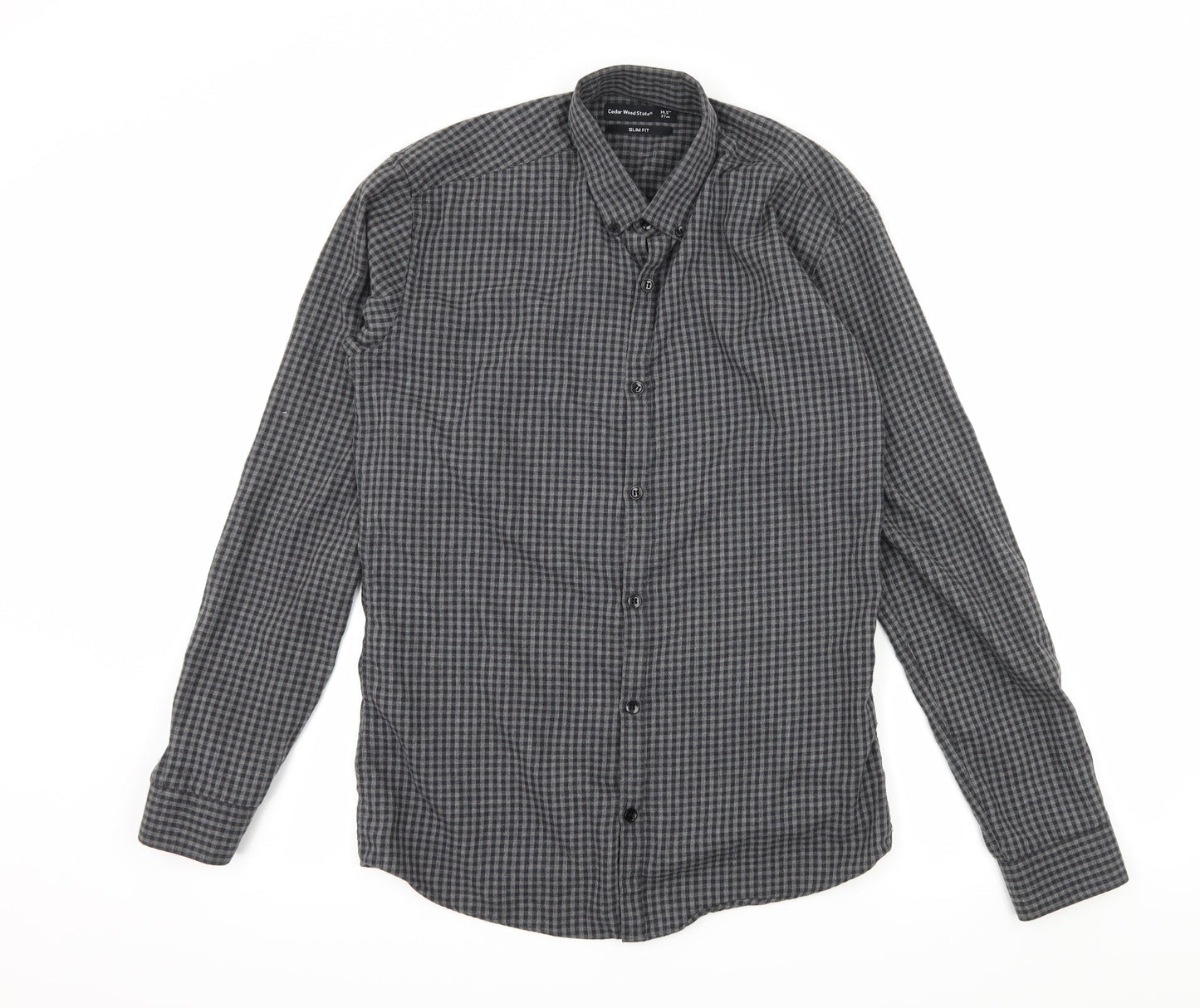 Cedar Wood State Mens Grey Check   Button-Up Size 14.5