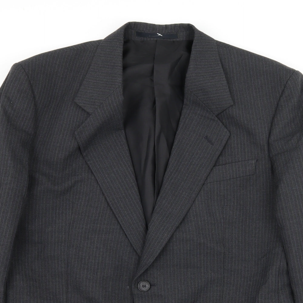 Preworn Mens Grey Striped  Jacket Suit Jacket Size M