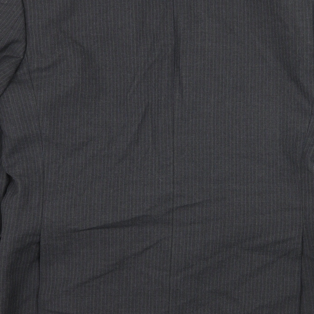 Preworn Mens Grey Striped  Jacket Suit Jacket Size M