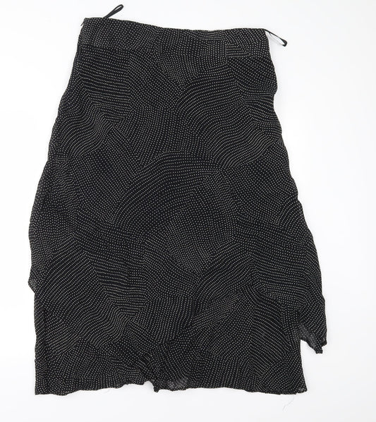 Principles Womens Black Polka Dot Chiffon Flare Skirt Size 34 in