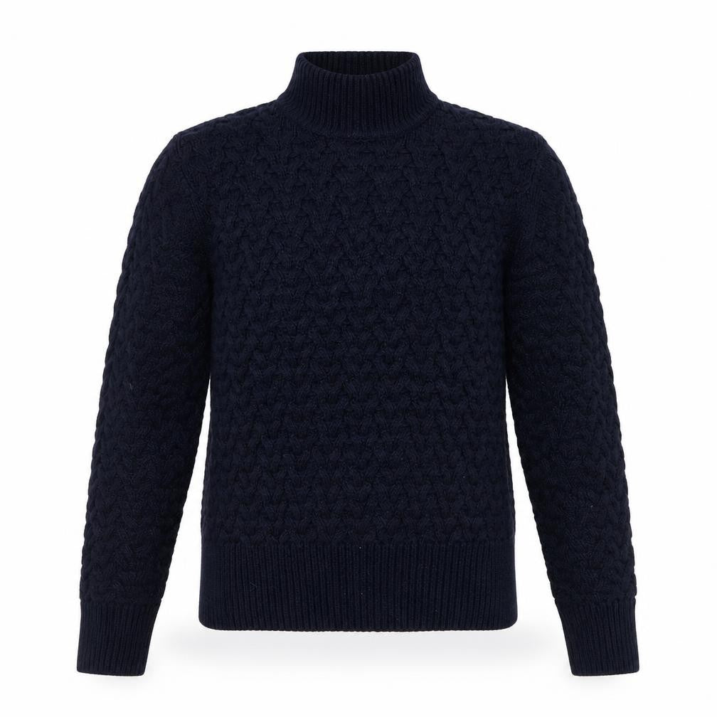Front view of QED London women’s blue knit jumper, size S
