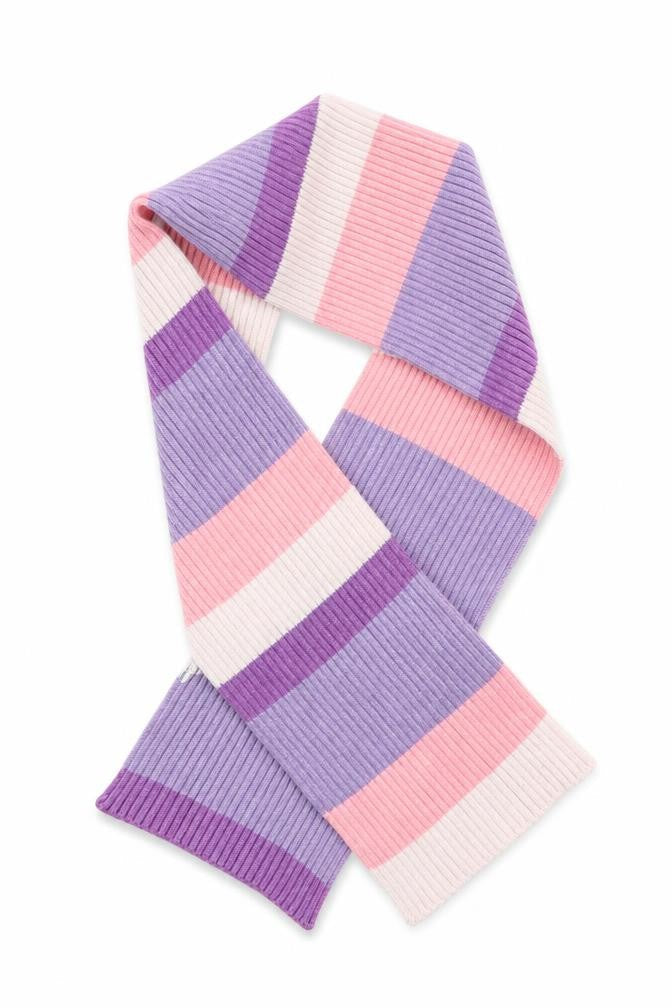 Front view of Preworn girls’ multicoloured striped knit rectangle scarf scarves & wraps one size
