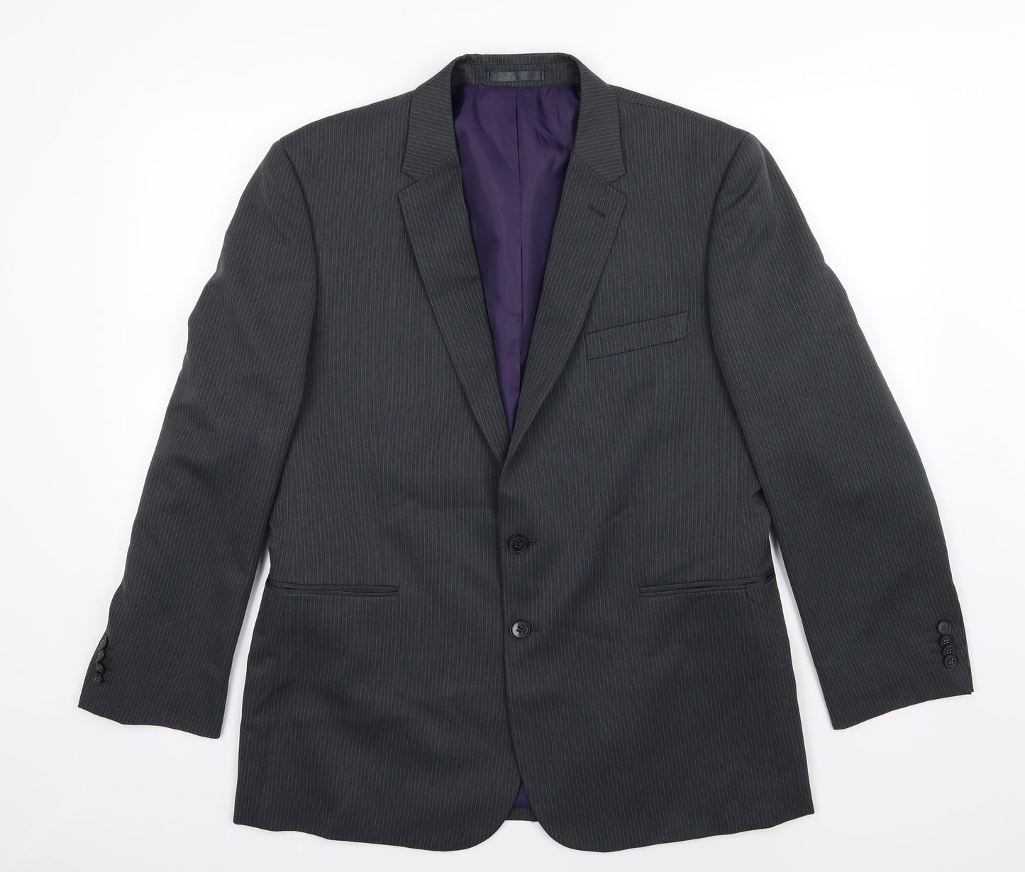 Taylor & Wright Mens Grey Striped Rayon Jacket Suit Jacket Size 42