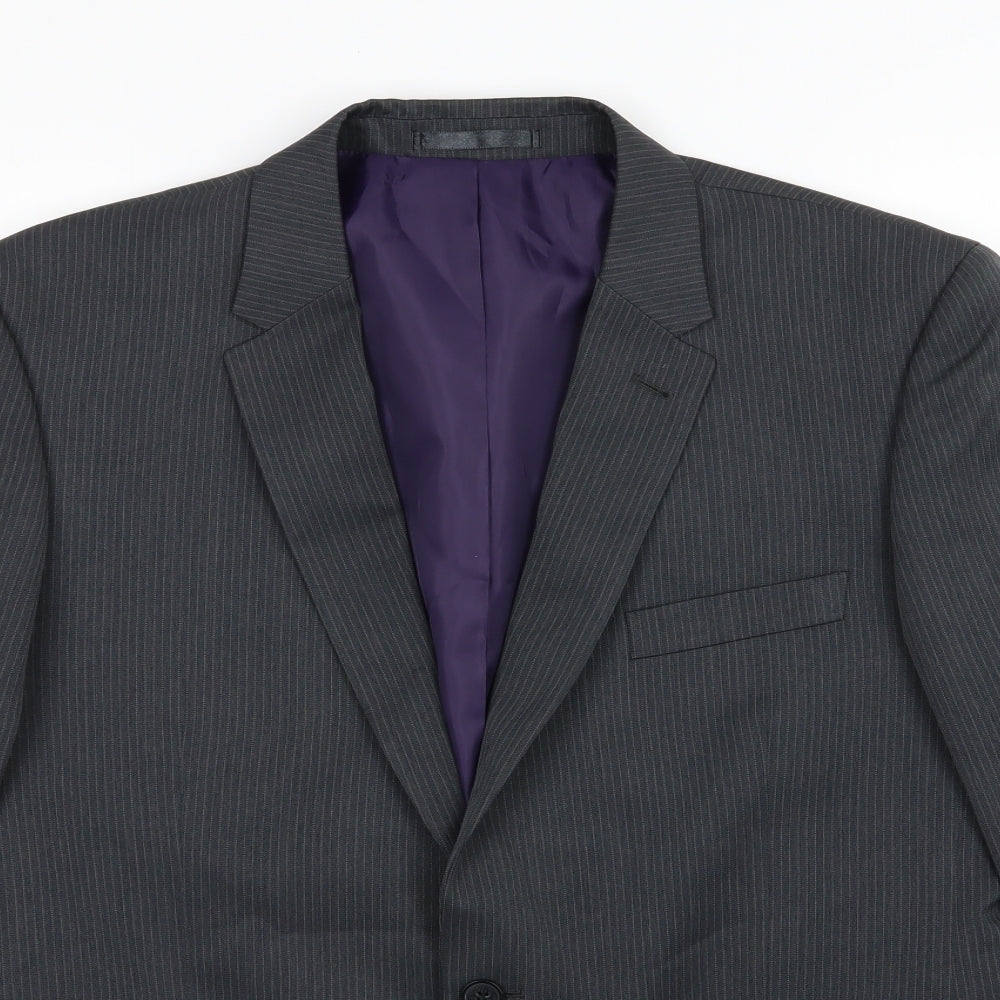 Taylor & Wright Mens Grey Striped Rayon Jacket Suit Jacket Size 42