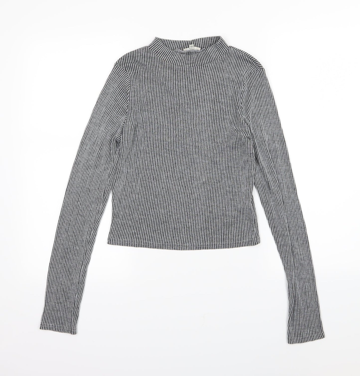 River Island Womens Grey Striped Knit Pullover Jumper Size 12