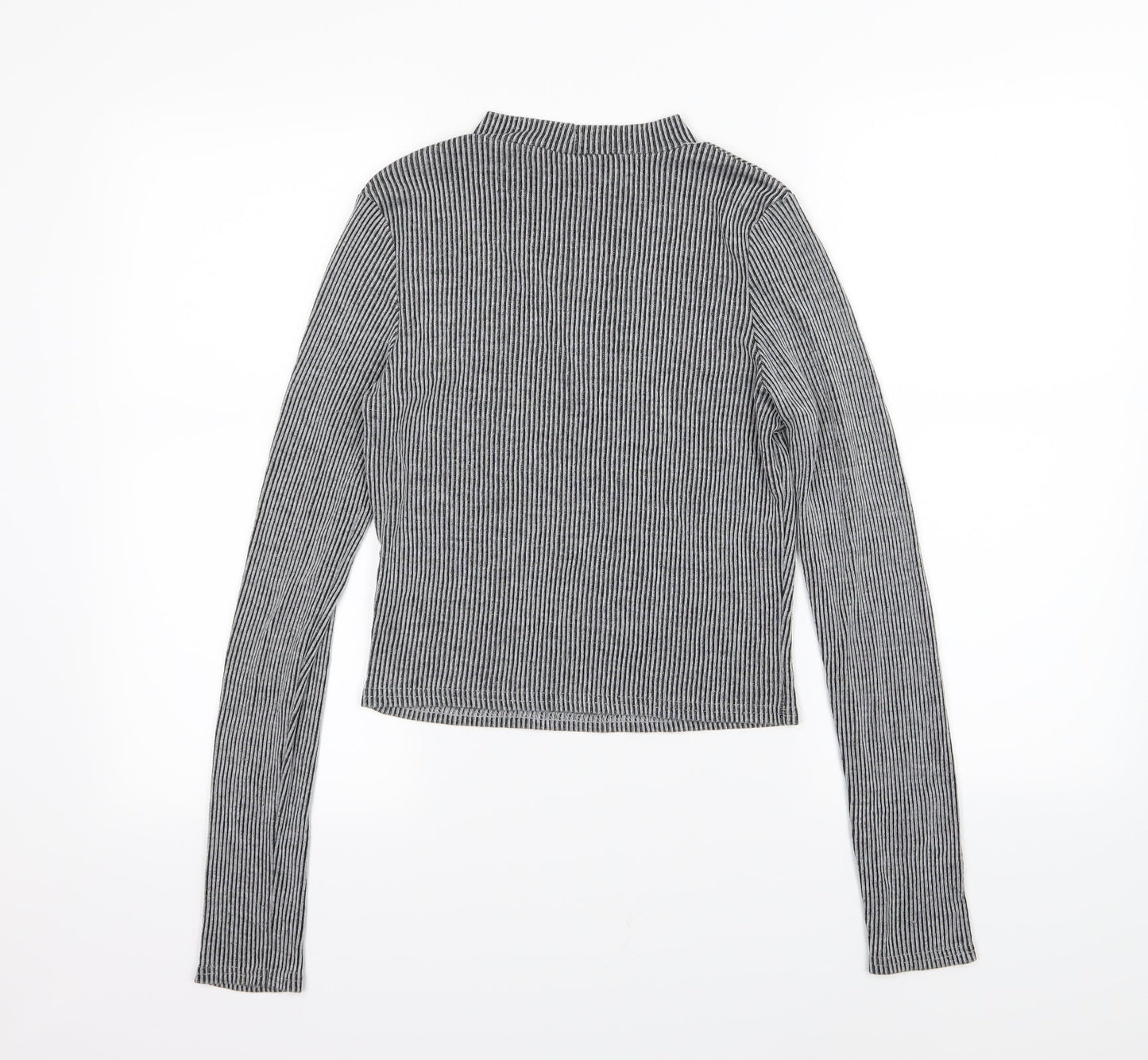 River Island Womens Grey Striped Knit Pullover Jumper Size 12