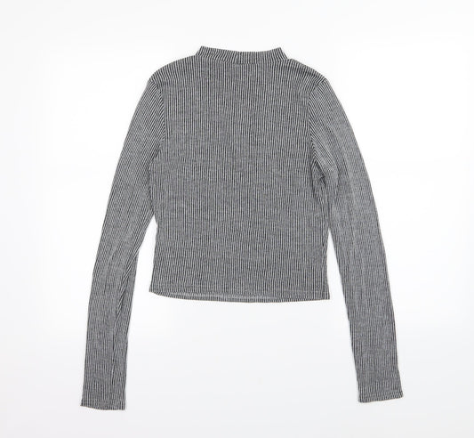 River Island Womens Grey Striped Knit Pullover Jumper Size 12
