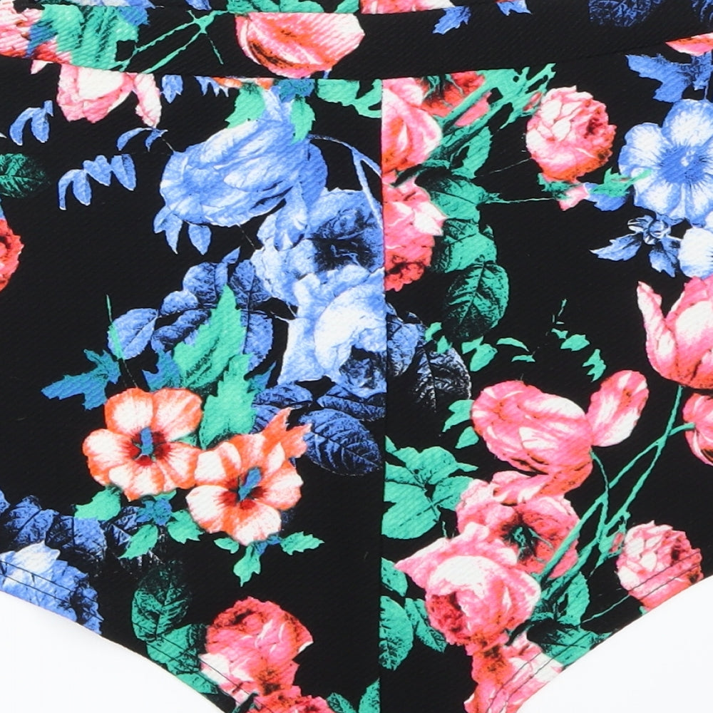 Preworn  Womens Black Floral  Hot Pants Shorts Size 10