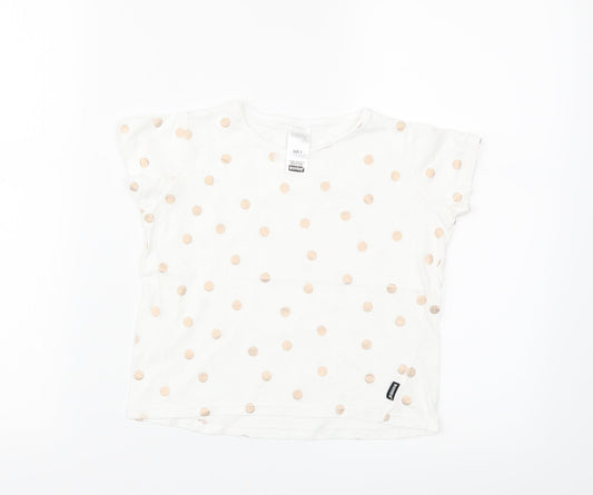 Bonds Girls White Polka Dot  Basic T-Shirt Size 3 Years