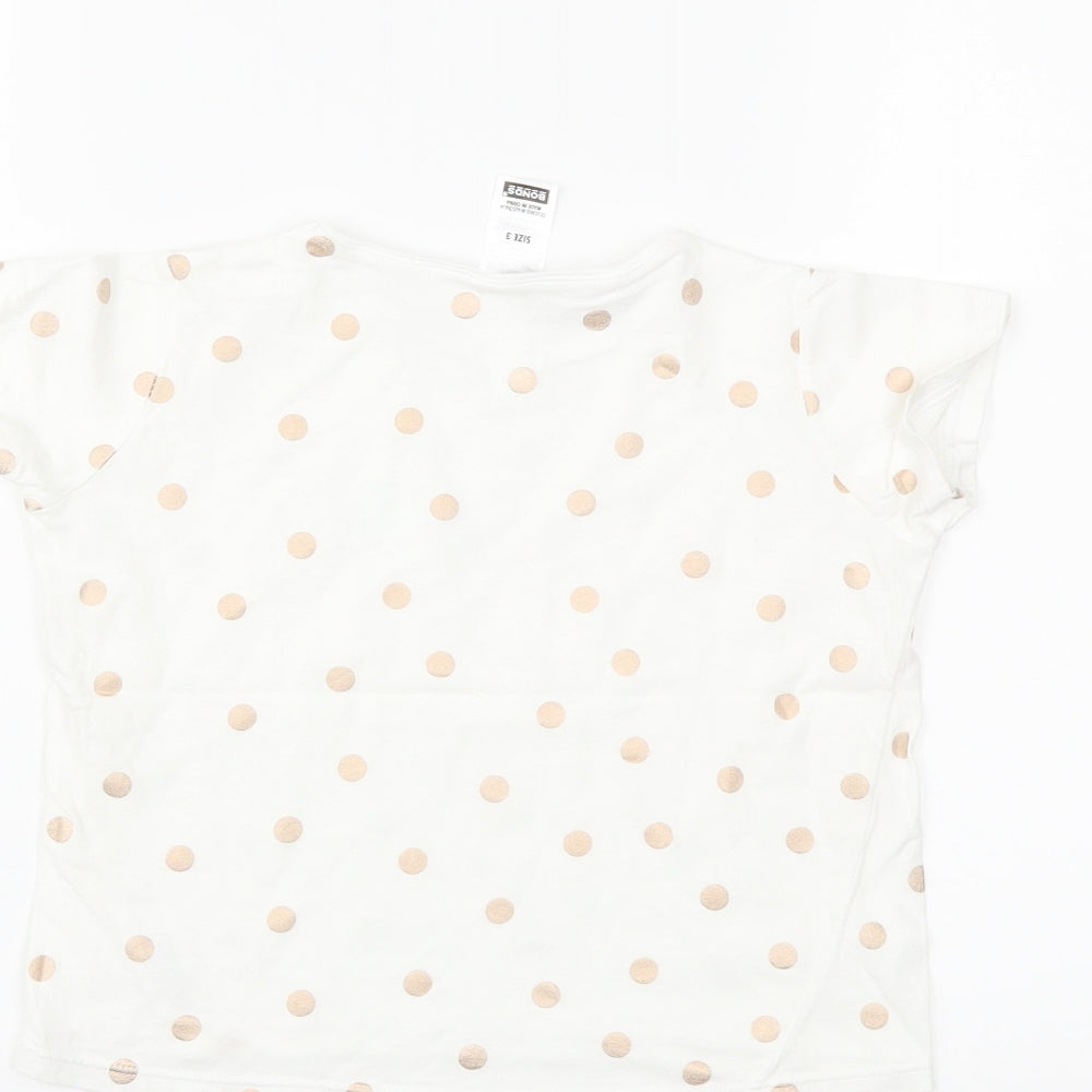 Bonds Girls White Polka Dot  Basic T-Shirt Size 3 Years