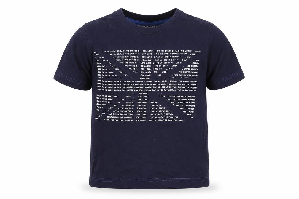 Front view of Rebel boys’ blue basic t-shirt, size 6-7, years