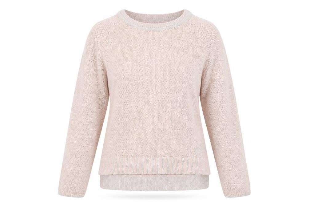 Front view of H&M women’s beige knit jumper, size XS