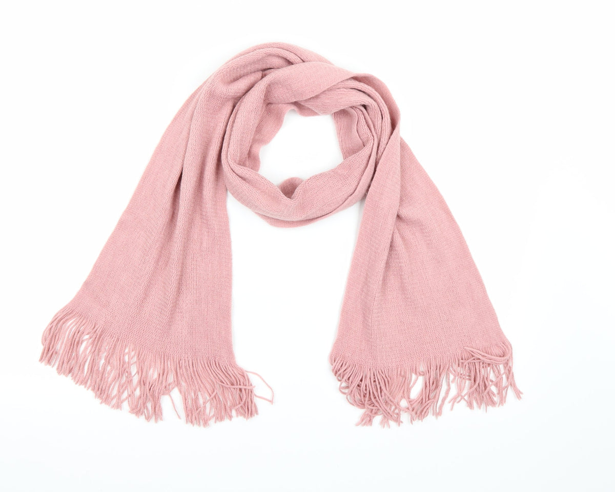 Front view of Preworn women’s pink knit scarf