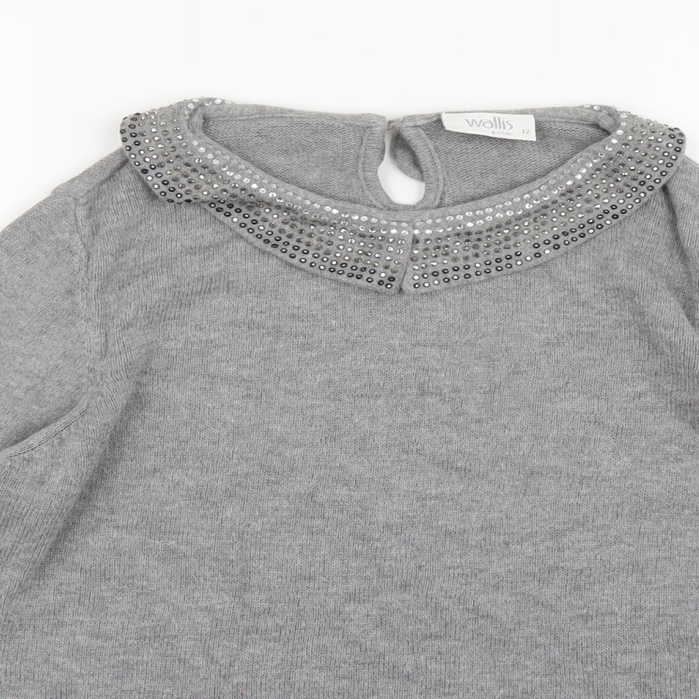 Wallis Womens Grey  Knit Pullover Jumper Size 12