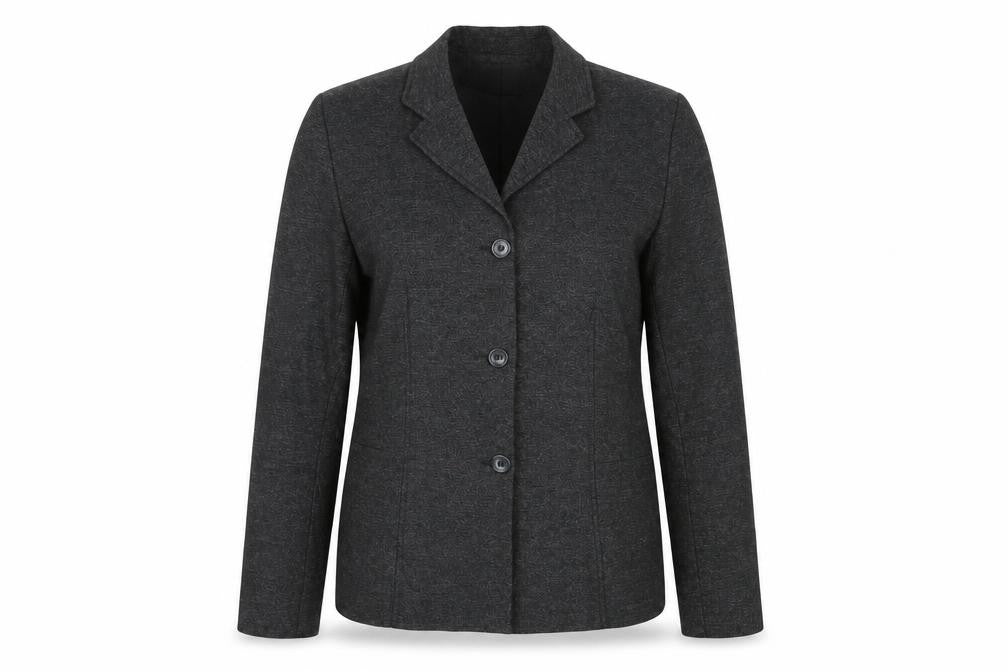 Front view of OPUS women’s black rayon jacket blazer, size UK 10