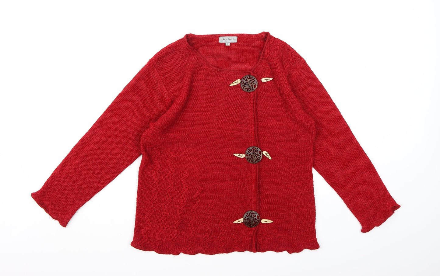 Ann Marie Womens Red  Knit Cardigan Jumper Size M