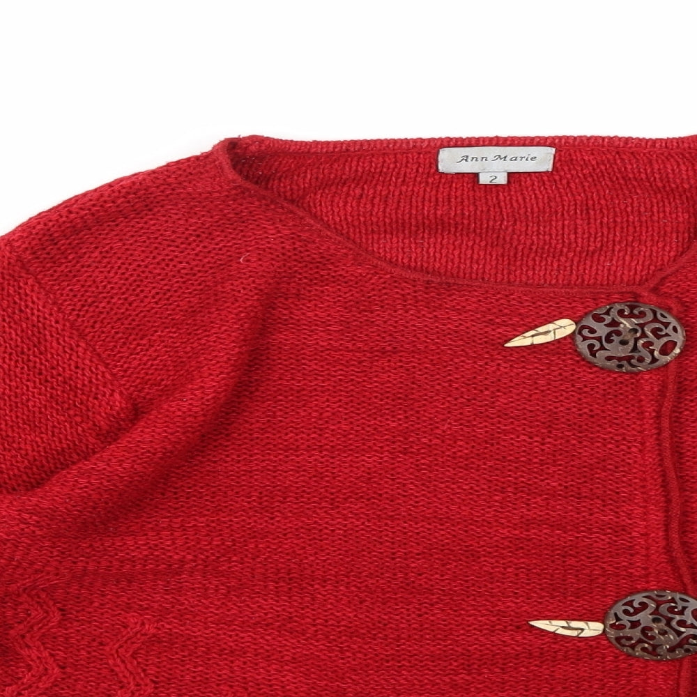 Ann Marie Womens Red  Knit Cardigan Jumper Size M