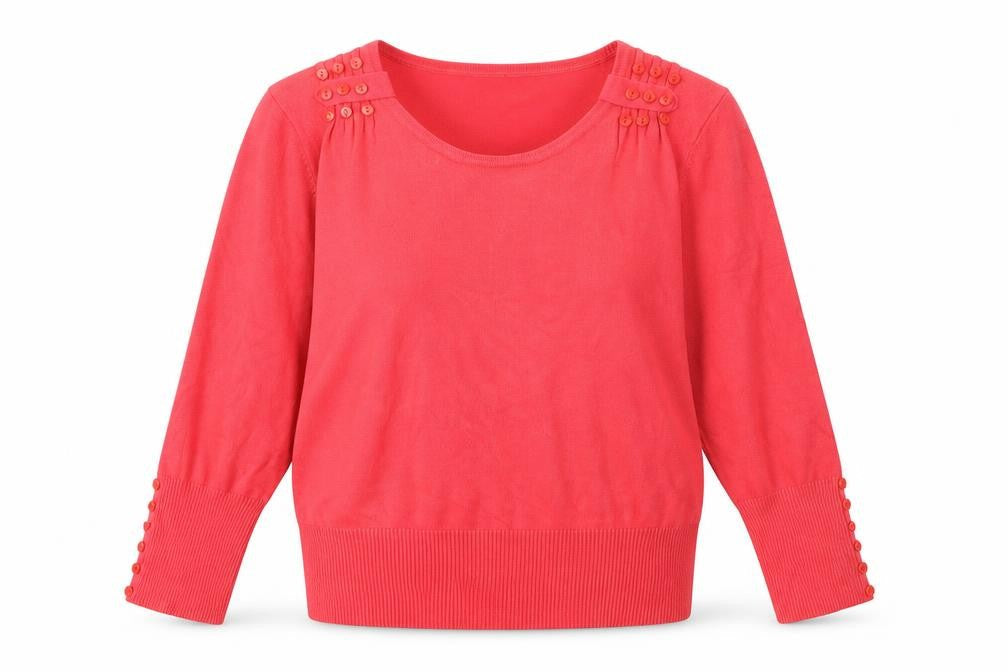 Front view of Preworn women’s pink knit jumper, size S