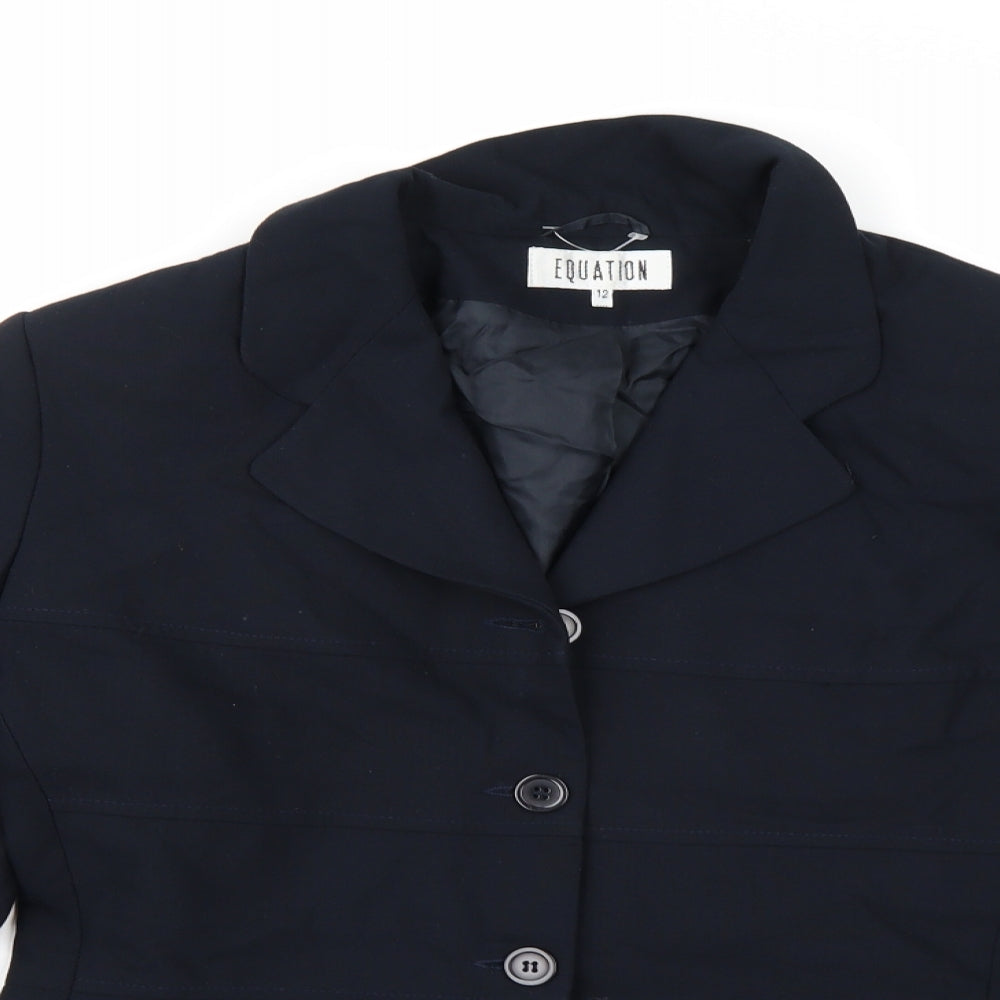 Equation Womens Blue  Rayon Jacket Blazer Size 12