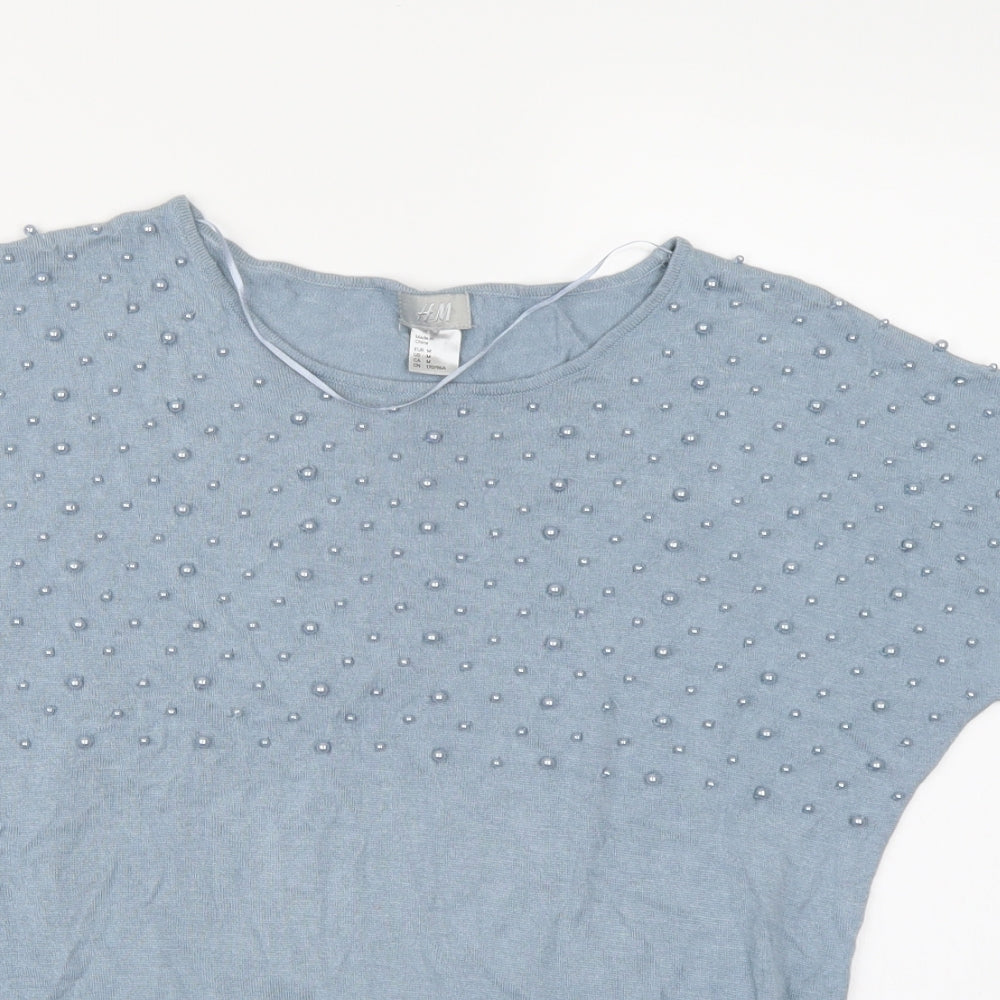 H&M Womens Blue  Knit Pullover Jumper Size M