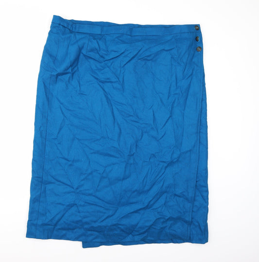 Preworn Womens Blue Herringbone  A-Line Skirt