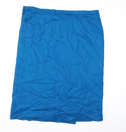 Preworn Womens Blue Herringbone  A-Line Skirt